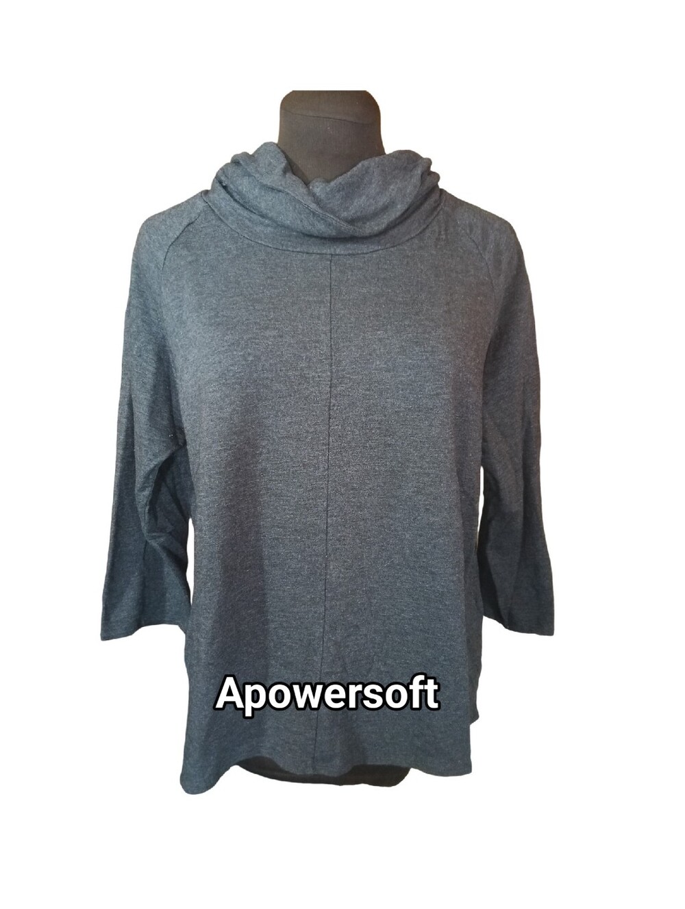 J.Jill M Gray Funnel Neck 3/4 Sleeve Sweatshirt Pockets